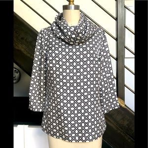 Tory Burch black and white silk top